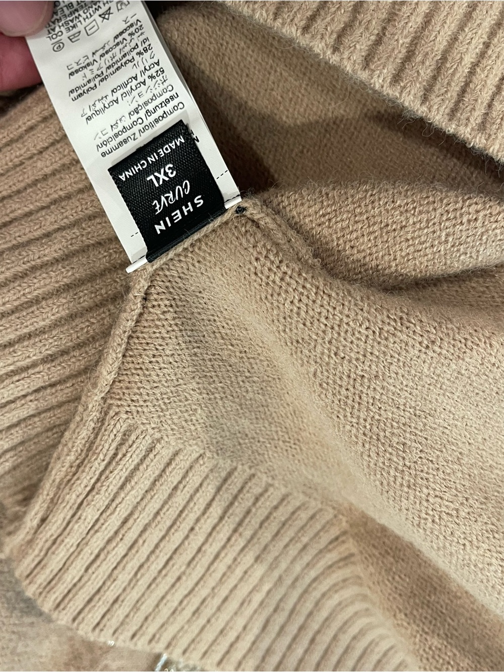 SHEIN Camel Beaded Floral Crewneck Sweater - Picture 4 of 6